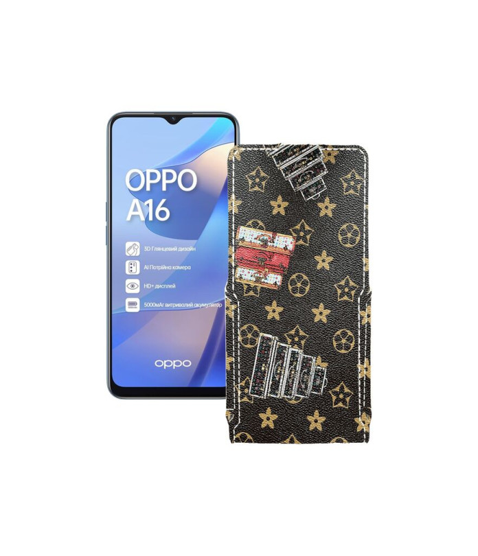 Чохол-флип з екошкіри для телефону OPPO A16