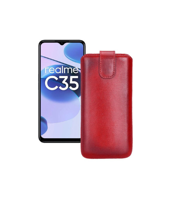 Витяжка з екошкіри для телефону Realme C35