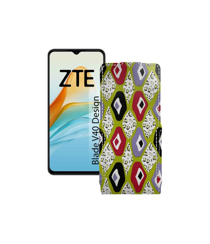 Чохол-флип з екошкіри для телефону ZTE Blade V40 Design