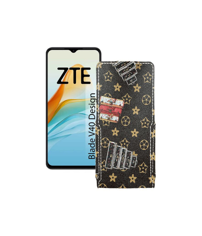 Чохол-флип з екошкіри для телефону ZTE Blade V40 Design