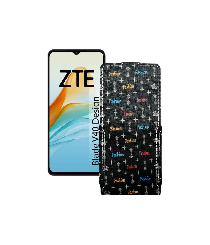 Чохол-флип з екошкіри для телефону ZTE Blade V40 Design