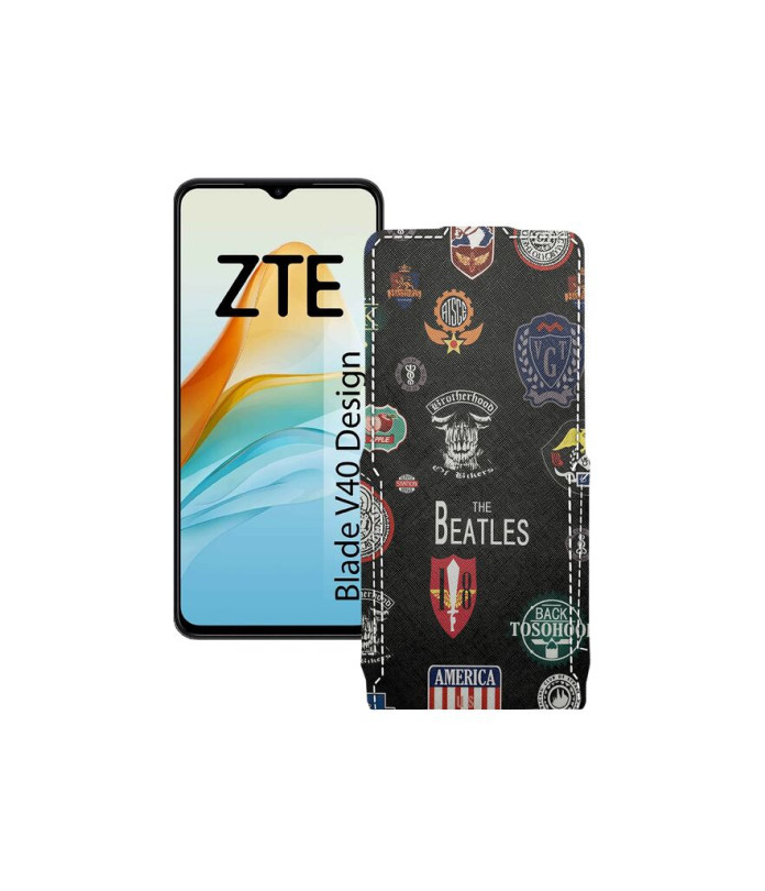 Чохол-флип з екошкіри для телефону ZTE Blade V40 Design