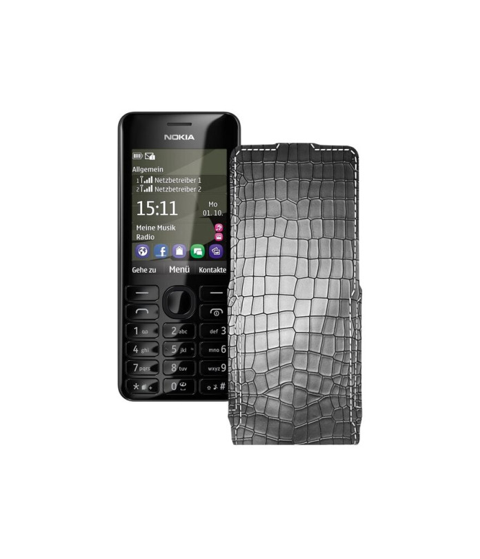 Чохол-флип з екошкіри для телефону Nokia Asha 206